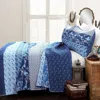 Hivvago Boho Floral Birds Reversible Quilt Set In Blue