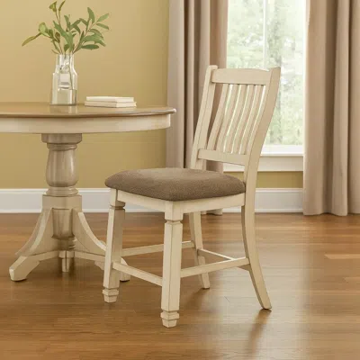 Hivvago Bolan Counter Height Chair Set Of 2, Rake Back, Antique White Wood