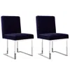 Hivvago Boly 19 Inch Dining Chair, Set Of 2, Navy Blue Velvet, Foam, Chrome Steel In Blue
