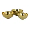 Hivvago Bonz Set Of 3 Bowls, Unique Top Shape, Round Base, Gold Metal Finish
