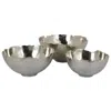Hivvago Bonz Set Of 3 Bowls, Unique Top Shape, Round Base, Silver Metal Finish In Silver