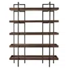 Hivvago Bookcase With 5 Fixed Wooden Shelves And Metal Frame, Brown And Black