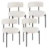 Hivvago Boucle Dining Chair With Curved Backrest And Metal Legs Set Of 4-white