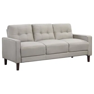 Hivvago Bow 77 Inch Sofa, Grid Tufted Back, Track Arms, Self Welt Trim, Beige In Gray