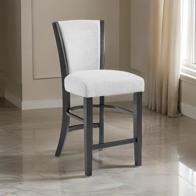 Hivvago Brandon 24 Inch Counter Height Chair Set Of 2, White Fabric Upholstery