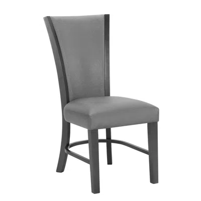 Hivvago Brandon 24 Inch Side Chair Set Of 2, Gray Fabric Upholstery, Curved Back