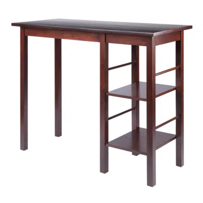 Hivvago Breakfast Kitchen Island With Shelves Walnut In Brown