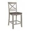 Hivvago Brian 23 Inch Counter Chair, Crossbuck Backrest, Rustic Gray Wood, Brown In Gray