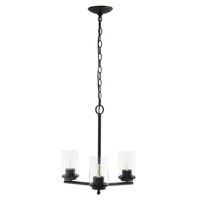 Hivvago Bronze And Clear Chandelier Three Light Iron Ceiling Light With Clear Shades In Black