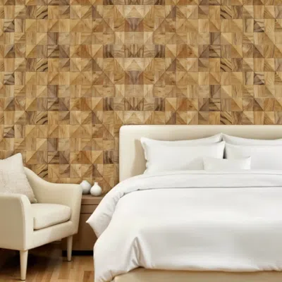 Hivvago Brown 3d Embossed Diamond Teak Reclaimed Wood Decorative Wall Panels