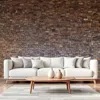 Hivvago Brown 3d Embossed Teak Reclaimed Wood Decorative Wall Panel In White