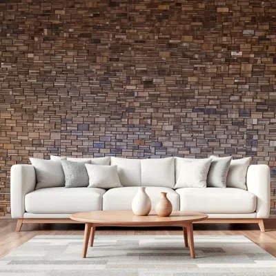 Hivvago Brown 3d Embossed Teak Reclaimed Wood Decorative Wall Panel In White