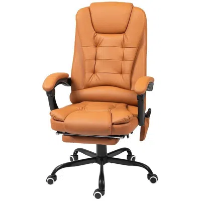 Hivvago Brown 7 Mode Vibrating High Back Executive Massage Adjustable Office Chair In Orange