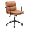 Hivvago Brown And Black Adjustable Height Swivel Rolling Office Chair In Brown