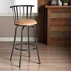 Hivvago Brown And Black Faux Leather And Metal Low Back Adjustable Height Swivel Bar Chair In Brown