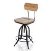 Hivvago Brown And Black Solid Wood And Steel Counter Height Swivel Bar Chair In Brown