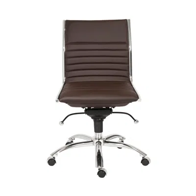 Hivvago Brown And Silver Adjustable Swivel Faux Leather Rolling Conference Office Chair
