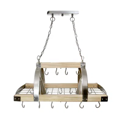 Hivvago Brown And Silver Kitchen Island Two Light Metal Ceiling Light In Neutral