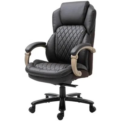 Hivvago Brown Big And Tall Diamond Stitching Executive Adjustable Height Office Chair In Black