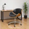 Hivvago Brown Black And Silver Adjustable Height Swivel Rolling Office Chair In Black
