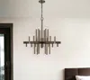 Hivvago Brown Candle Style Multi Light Metal Dimmable Chandelier In Brown
