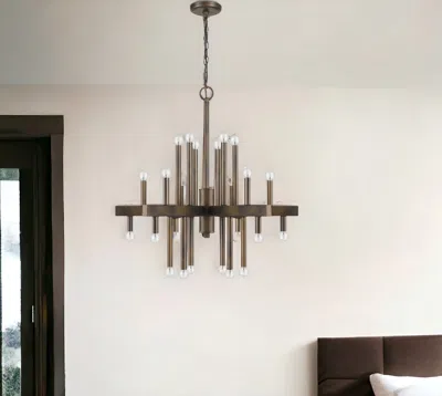 Hivvago Brown Candle Style Multi Light Metal Dimmable Chandelier