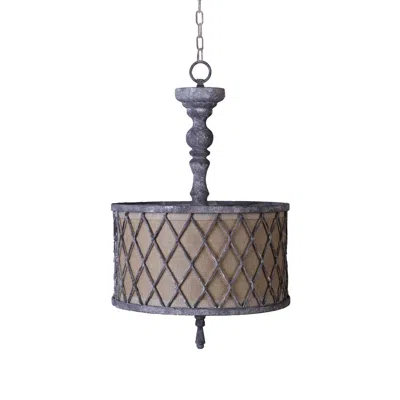 Hivvago Brown Cylinder Metal Dimmable Chandelier With Khaki Shades