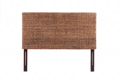Hivvago Brown Natural And Rustic Woven Banana Leaf Straight King Size Headboard