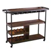 Hivvago Brown Rolling Bar Cart In Brown