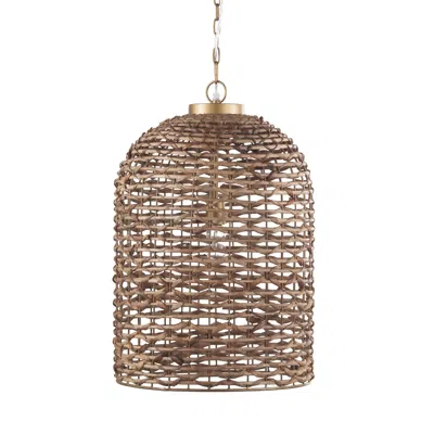 Hivvago Brown Single Rattan Dimmable Ceiling Light With Brown Shades