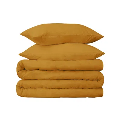 HIVVAGO BROWN SUGAR KING COTTON BLEND 650 THREAD COUNT WASHABLE DUVET COVER SET