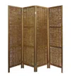 Hivvago Brown Willow Four Panel Room Divider Screen In Brown