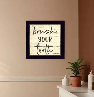 HIVVAGO BRUSH YOUR TEETH BLACK FRAMED PRINT BATHROOM WALL ART