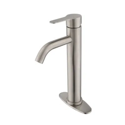 Hivvago Brushed Nickel Handle Waterfall Spout Bathroom Faucet In Silver