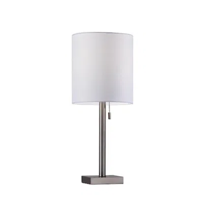 Hivvago Brushed Steel Metal Table Lamp In White