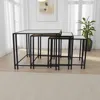 Hivvago Buckley Nesting Plant Stand Table Set Of 2, Black Metal, Mirrored Top In Black