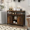 Hivvago Buffet Cabinet With 3-level Adjustable Shelves And 2 Sliding Barn Doors-rustic Brown