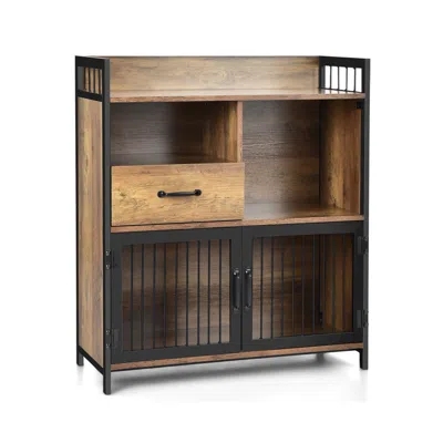 Hivvago Buffet Cabinet With Drawer And Wood Storage Shelf For Kitchen-rustic Brown