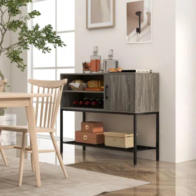 Hivvago Buffet Sideboard Coffee Bar Cabinet With Power Outlets And Usb Ports-gray