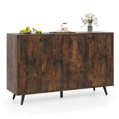 Hivvago Buffet Sideboard Mid Century Modern Storage Cabinet With Adjustable Shelves-rustic Brown