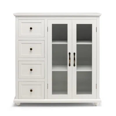Hivvago Buffet Sideboard Table Kitchen Storage Cabinet With Drawers And Doors-blue In White
