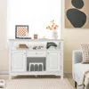 Hivvago Buffet Sideboard Wine Liquor Coffee Bar Cabinet With Removable Wine Rack-white