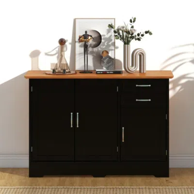 Hivvago Buffet Storage Cabinet With 2-door Cabinet And 2 Drawers-black