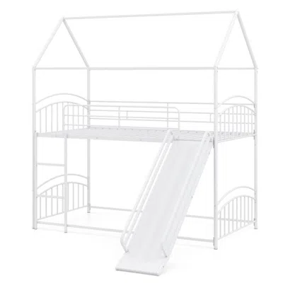 Hivvago Bunk Bed Twin Over Twin House Bunk Bed Frame With Metal Slats