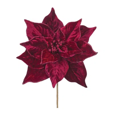 Hivvago Burgandy Poinsettia Flower Stem (set Of 6) In Red