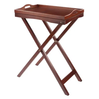 Hivvago Butler Tv Table With Serving Tray Walnut In Brown