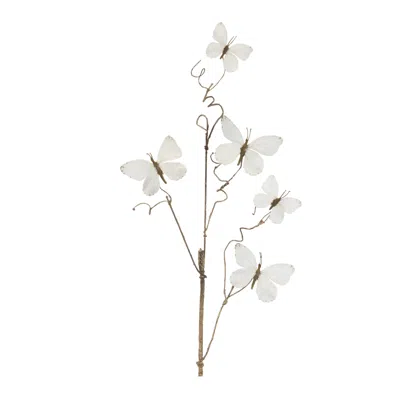 Hivvago Butterfly Twig Spray (set Of 4) In White