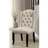Hivvago Button Tufted Fabric Upholstered Wooden Bar Chair, Beige And Black, Set Of Two