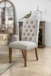 Hivvago Button Tufted Fabric Upholstery Side Chair, Cream And Brown, Pack Of Two In Gray