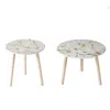 Hivvago Byle 16, 20 Inch Side Table Set Of 2, Floral Design, Cherry Blossom, White In Neutral